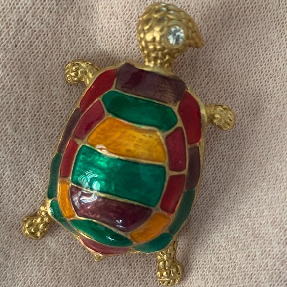 DON LIN Jewelry Vintage Rare Don Lin Red Green Yellow Purple Enamel